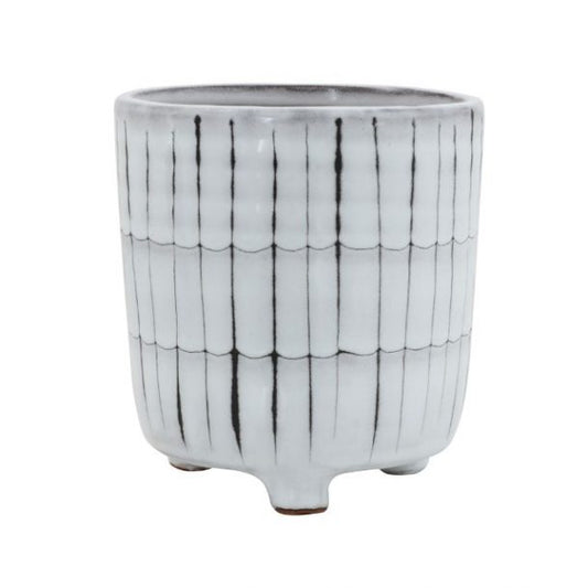 Black And White Footed Terracotta Planter