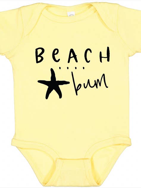 Beach Baby Cotton Bodysuit  - Beach Bum Graphic