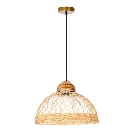 Josie Wood and Jute Dome Pendant