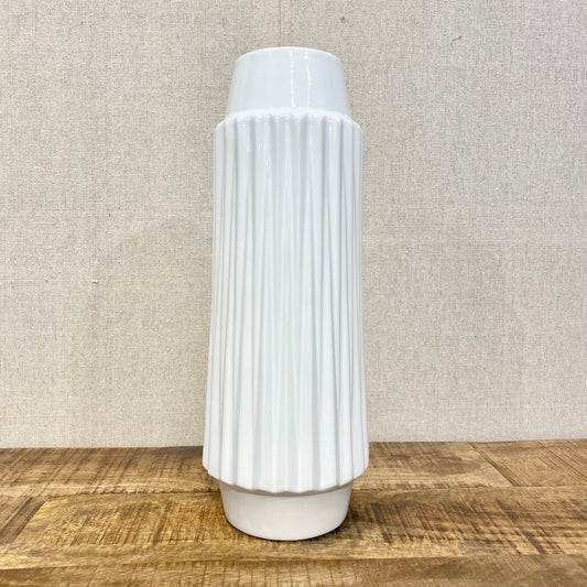 Ella Faceted Ceramic Vase - White