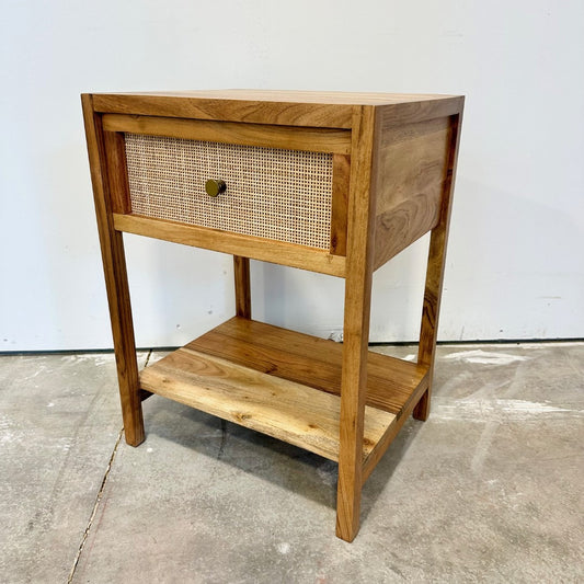 Paoli Cane And Mango Wood Nightstand With Drawer