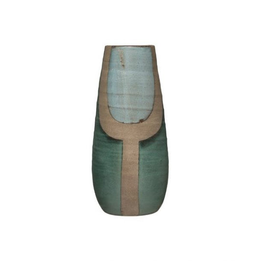 Blue And Teal Handpainted Terracotta Vase