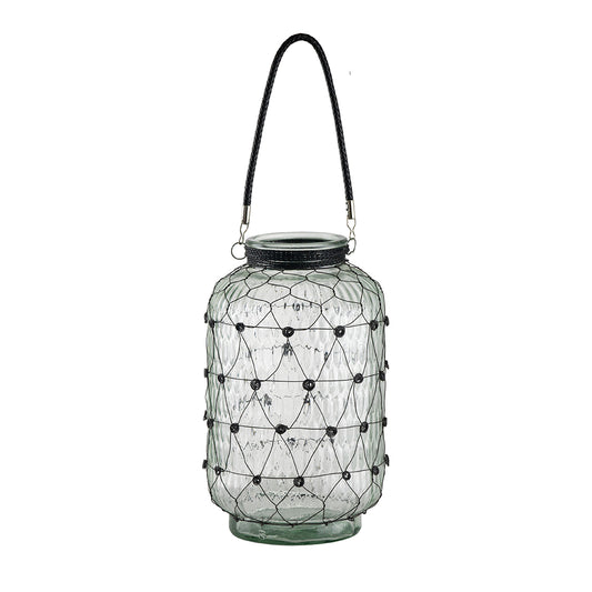 Glass And Wire Wrapped Lantern - Tall