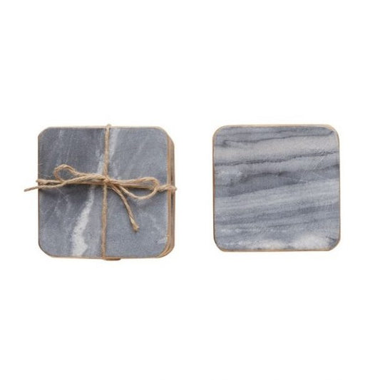 Grey Square Marble Coasters