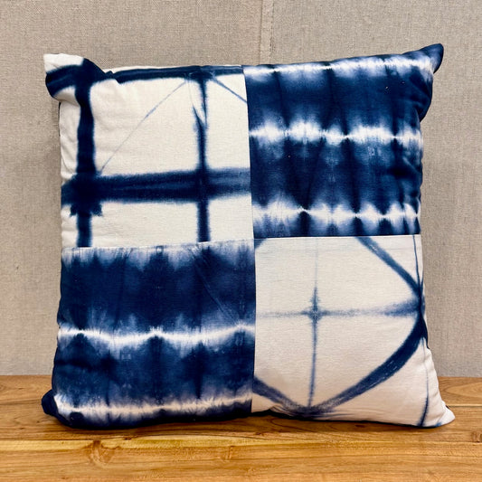 Gopika Blue Tie Dye Cotton Pillow - 18" X 18"