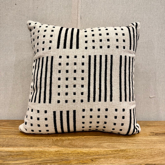 Aaditi Black And White Embroidered Pillow - 18" X 18"