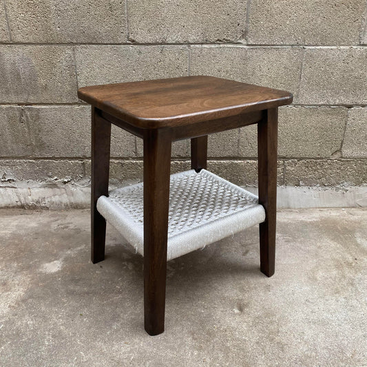 Redlands Mango Wood Side Table With Woven Shelf