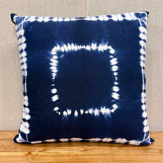 Gowri Bluetie Dye Cotton Pillow - 18" X 18"