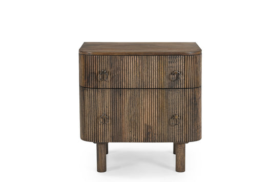 India Two Drawer Mango Wood Nightstand