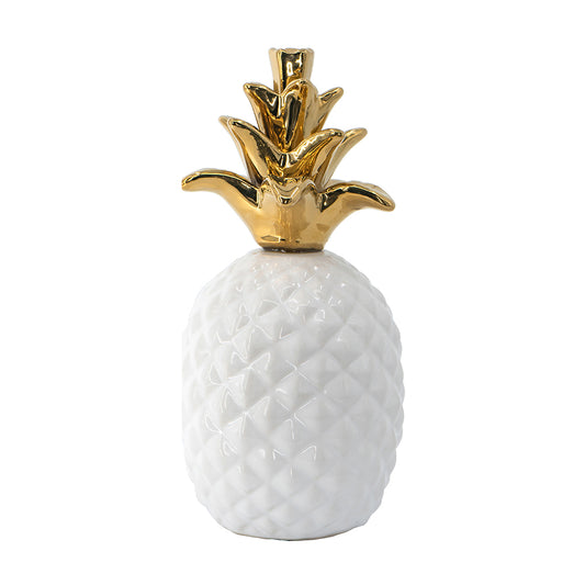 White And Gold Ceramic Pineapple
