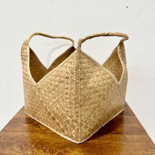 Natural Woven Basket with Braided Handles