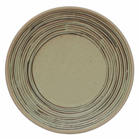 Organic Striped Stoneware Plate With Indentations