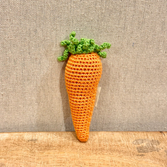 Carrot Hand Crocheted Rattle