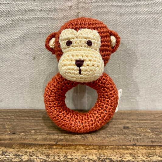 Monkey Ring Hand Crocheted Rattle