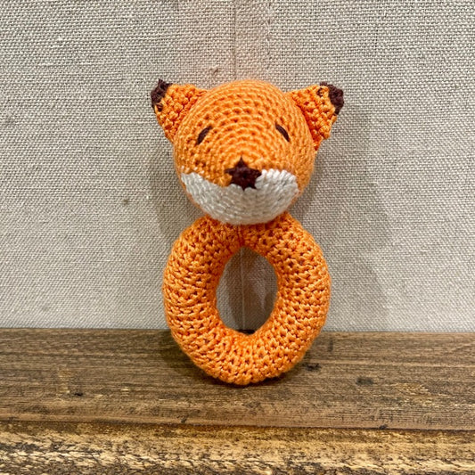 Fox Ring Hand Crocheted Rattle