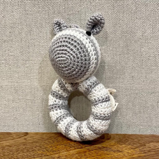 Zebra Ring Hand Crocheted Rattle