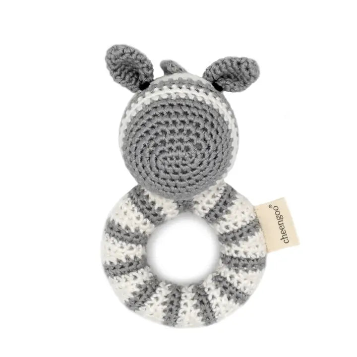 Zebra Ring Hand Crocheted Rattle