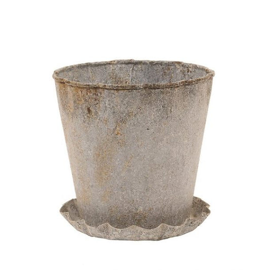 Metal Pot With Pleated Saucer