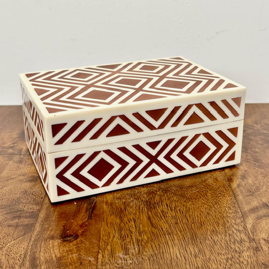 Geometric Inlay Resin &amp; MDF Decorative Box