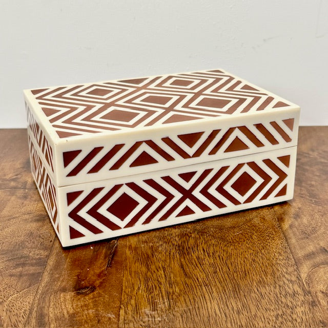 Geometric Inlay Resin & MDF Decorative Box