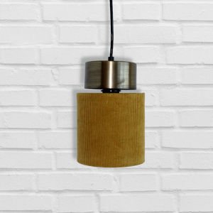 Alta Mustard Corduroy And Brass Hanging Light Fixture