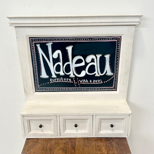 Vintage-Style Wall-Hung Chalkboard with Storage Drawers