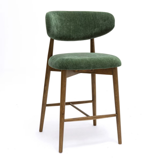 Taburete de bar Zinea de terciopelo verde
