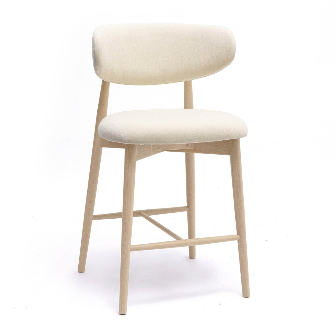 Zinea Cream Velvet Counter Stool