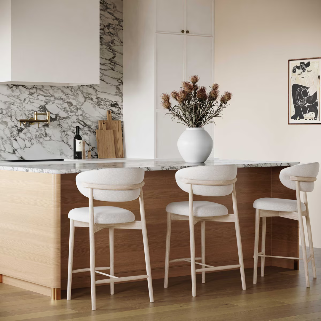 Zinea Cream Velvet Counter Stool