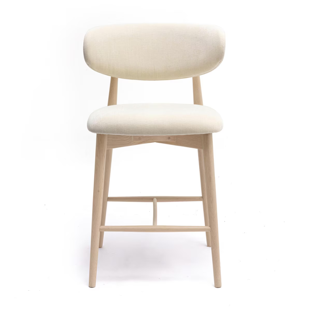 Zinea Cream Velvet Counter Stool