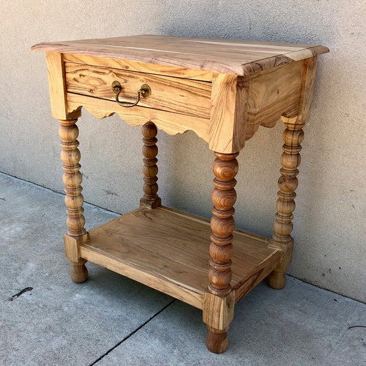 Kaizer Acacia Wood Side Table With Drawer