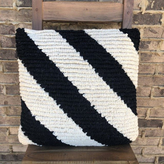 Ellery Black And White Striped Pillow 20" X 20"