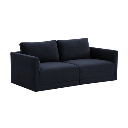 Navy Velvet Modular Loveseat