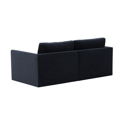 Navy Velvet Modular Loveseat