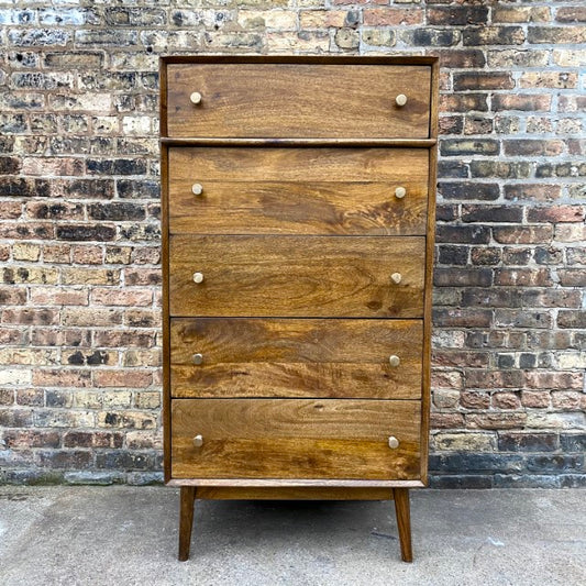 Astoria Five Drawer Mango Wood Highboy