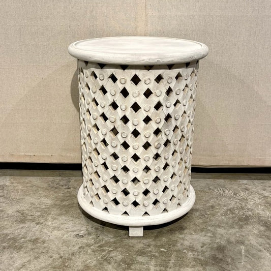 Deepak Mango Wood Side Table - Tall