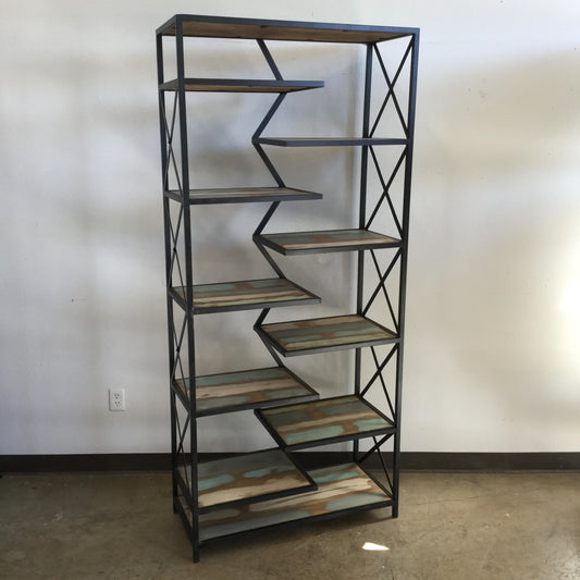 Satish Mango Wood And Iron Bookshelf