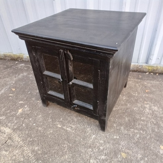 Parbati Two Door Large Mango And Glass Side Table