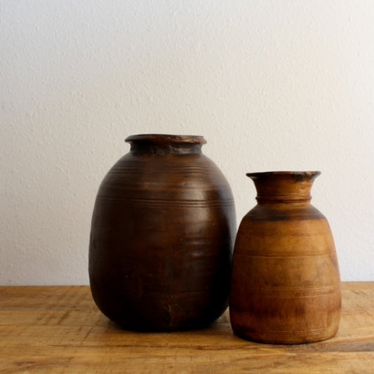 Boxart Decorative Indian Teak Wood Ghee Pot