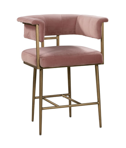 Elegant Blush Velvet Counter Stool