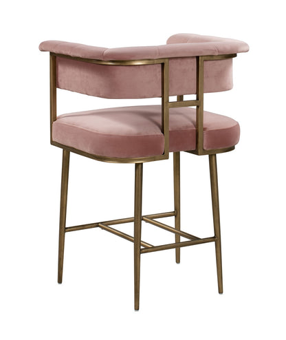 Elegant Blush Velvet Counter Stool