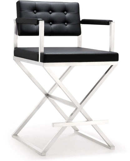 Director Vegan Leather & Stainless Steel Counter Stool