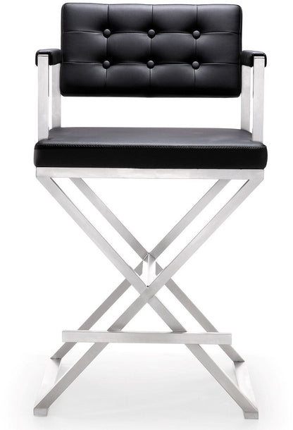 Director Vegan Leather & Stainless Steel Counter Stool