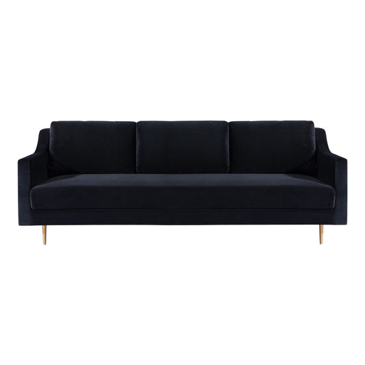 Black Velvet Sofa with Gold Steel Legs