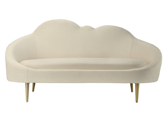 Cloud Cream Velvet Settee with Gold Legs