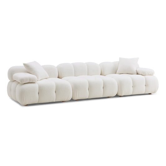 Modern Cream Vegan Shearling Modular Sofa