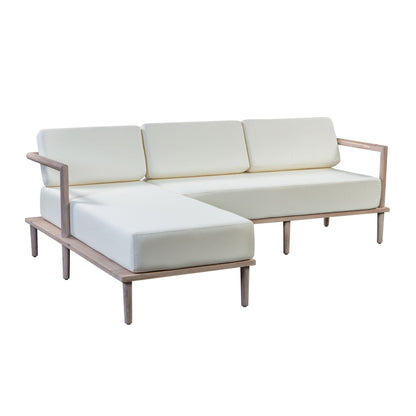 Modern Cream Outdoor Sectional Sofa - Left Arm Facing