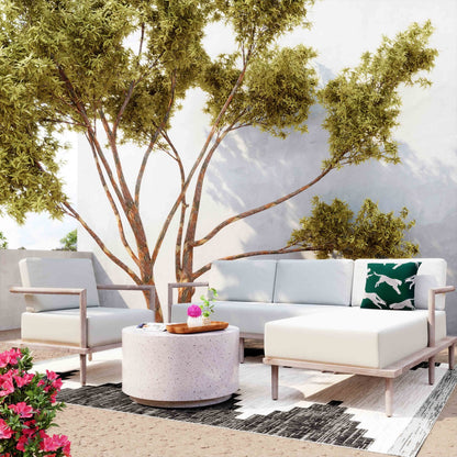 Modern Cream Outdoor Sectional Sofa - Left Arm Facing