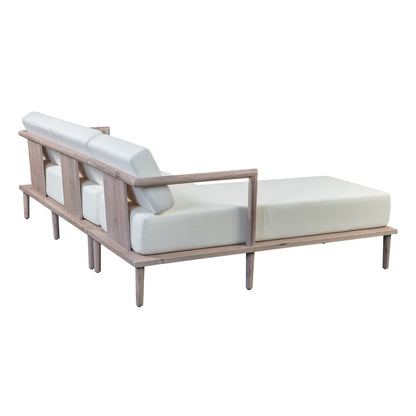 Modern Cream Outdoor Sectional Sofa - Left Arm Facing