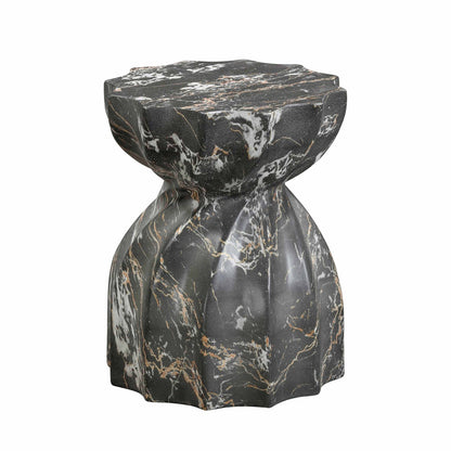 Black Faux Marble Indoor/Outdoor Concrete Stool